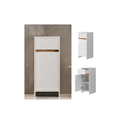 Vicco Midischrank Detmold Weiß Eiche 35 x 82 cm mit Tür und Schublade