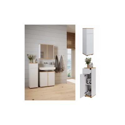 Vicco Midischrank Didi Weiß Eiche 30 x 97 cm mit Schublade