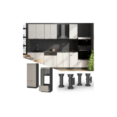 Vicco Mikrowellenschrank Fame-Line Anthrazit Grau-Beige gerahmt 60 cm mit Schublade & Tür