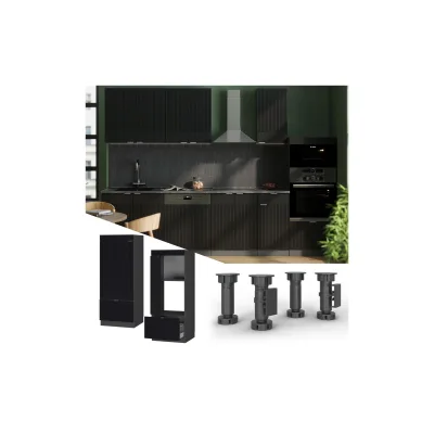 Vicco Mikrowellenschrank Fame-Line Anthrazit Schwarz gestreift 60 cm mit Schublade & Tür
