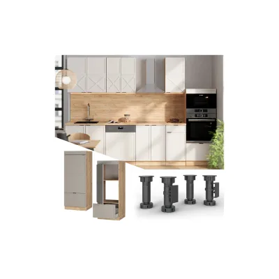 Vicco Mikrowellenschrank Fame-Line Eiche Grau-Beige gerahmt 60 cm mit Schublade & Tür