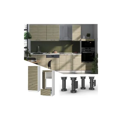 Vicco Mikrowellenschrank Fame-Line Weiß Eiche gefräst 60 cm mit Schublade & Tür