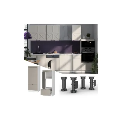 Vicco Mikrowellenschrank Fame-Line Weiß Grau-Beige gerahmt 60 cm mit Schublade & Tür