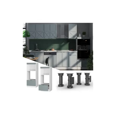 Vicco Mikrowellenschrank Fame-Line Weiß Hellblau-Grau gerahmt 60 cm mit Schublade