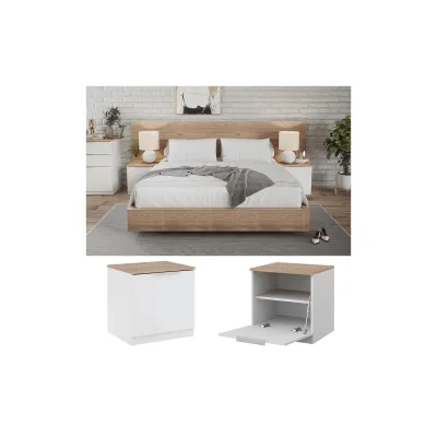 Vicco Nachttisch Betti 2er-Set, 50 x 50 cm, Weiß Sonoma mit 1 Klappe, Schlafzimmer