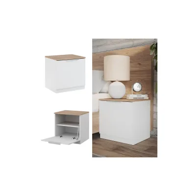Vicco Nachttisch Betti, 50 x 50 cm, Weiß Sonoma mit 1 Klappe, Schlafzimmer