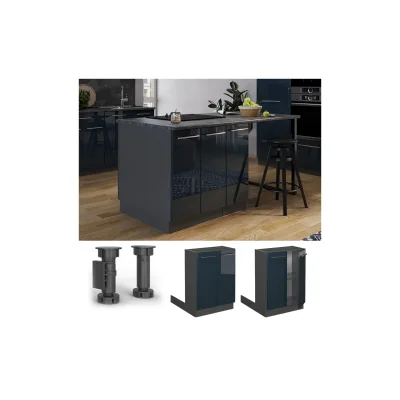 Vicco Regalinselunterschrank Fame-Line Anthrazit Dunkelblau Hochglanz 60 cm