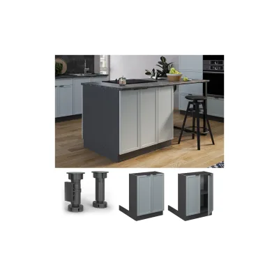 Vicco Regalinselunterschrank Fame-Line Anthrazit Hellblau-Grau gerahmt 60 cm