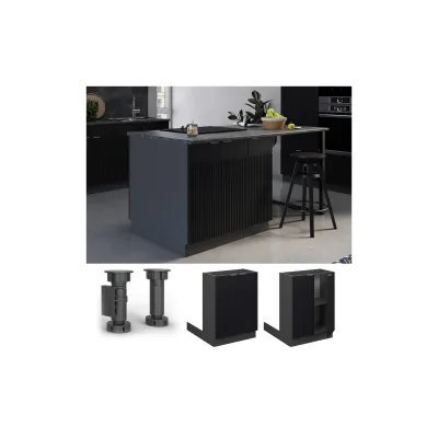 Vicco Regalinselunterschrank Fame-Line Anthrazit Schwarz gestreift 60 cm