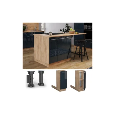 Vicco Regalinselunterschrank Fame-Line Eiche Dunkelblau Hochglanz 30 cm