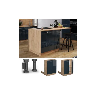 Vicco Regalinselunterschrank Fame-Line Eiche Dunkelblau Hochglanz 60 cm