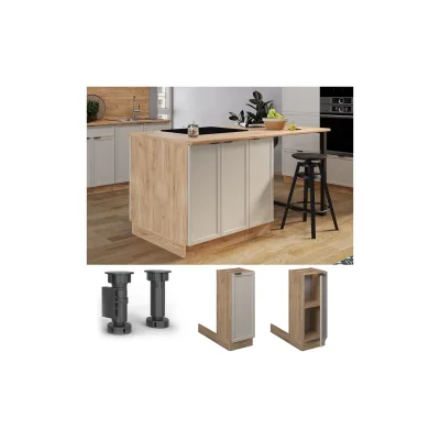 Vicco Regalinselunterschrank Fame-Line Eiche Grau-Beige gerahmt 30 cm