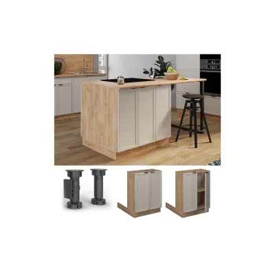 Vicco Regalinselunterschrank Fame-Line Eiche Grau-Beige gerahmt 60 cm