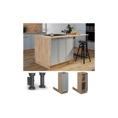 Vicco Regalinselunterschrank Fame-Line Eiche Hellblau-Grau gerahmt 30 cm