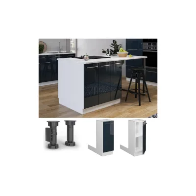 Vicco Regalinselunterschrank Fame-Line Weiß Dunkelblau Hochglanz 30 cm
