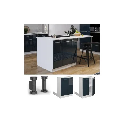 Vicco Regalinselunterschrank Fame-Line Weiß Dunkelblau Hochglanz 60 cm