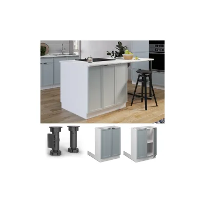 Vicco Regalinselunterschrank Fame-Line Weiß Hellblau-Grau gerahmt 60 cm