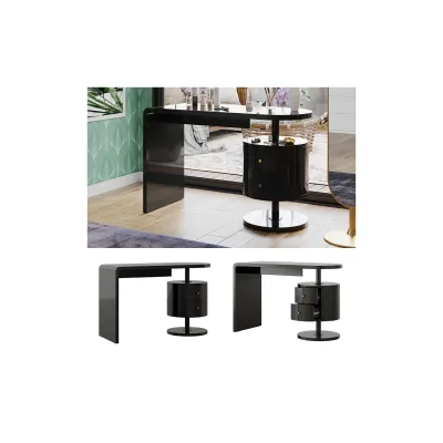 Vicco Schminktisch Lara Schwarz Hochglanz 120 x 50 cm mit 2 Schubladen