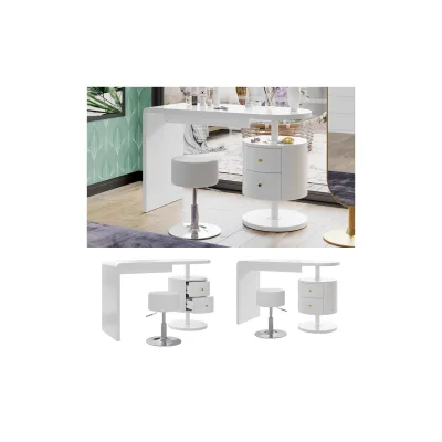 Vicco Schminktisch Lara Weiß Hochglanz 120 cm Hocker