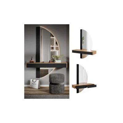 Vicco Schminktisch Melisa Eiche Schwarz 120 cm mit 2 Schubladen