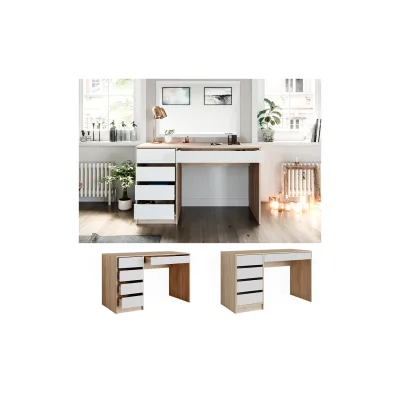 Vicco Schreibtisch Weiß, Sonoma Eiche 55x75x120 cm