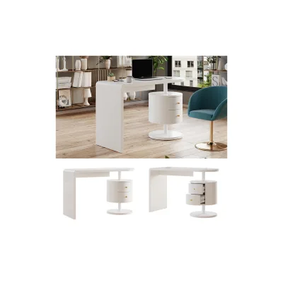 Vicco Schreibtisch Lara Weiß Hochglanz 120 x 50 cm 2 Schubladen