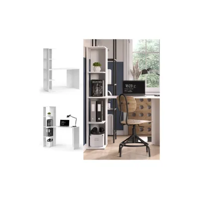 Vicco Schreibtisch Tower Weiß 122 x 55 cm mit 4 Fächern