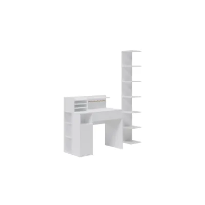 Vicco Schreibtisch, Weiß, 2 Teile, mit Bücherregal