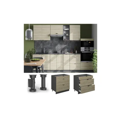 Vicco Schubladenunterschrank Fame-Line Anthrazit Eiche gefräst 80 cm ohne Arbeitsplatte