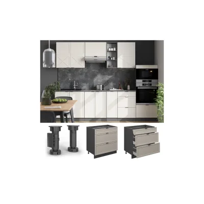Vicco Schubladenunterschrank Fame-Line Anthrazit Grau-Beige gerahmt 80 cm mit Arbeitsplatte Anthrazit
