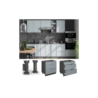 Vicco Schubladenunterschrank Fame-Line Anthrazit Hellblau-Grau gerahmt 80 cm ohne Arbeitsplatte