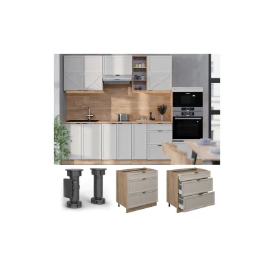 Vicco Schubladenunterschrank Fame-Line Eiche Grau-Beige gerahmt 80 cm ohne Arbeitsplatte