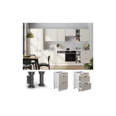 Vicco Schubladenunterschrank Fame-Line Weiß Grau-Beige gerahmt 50 cm ohne Arbeitsplatte