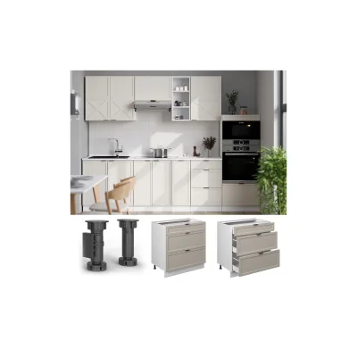 Vicco Schubladenunterschrank Fame-Line Weiß Grau-Beige gerahmt 80 cm ohne Arbeitsplatte