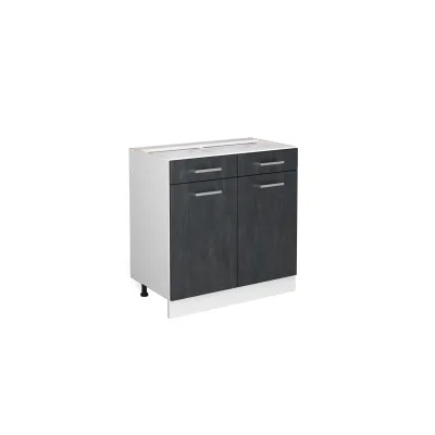 Vicco Schubunterschrank R-Line Schwarz Beton Weiß 80 cm ohne Arbeitsplatte