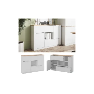 Vicco Kommode Weiß, Sonoma Eiche 120x83.6x30 cm