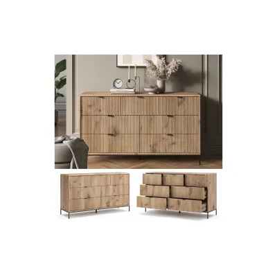 Vicco Sideboard Eliza Viking Oak 140 x 81 cm mit 7 Schubladen