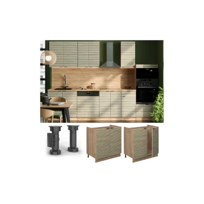 Vicco Spülenunterschrank Fame-Line Eiche gefräst 80 cm mit Arbeitsplatte Eiche