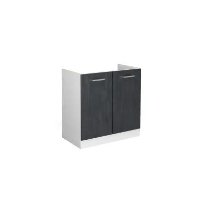 Vicco Spülenunterschrank R-Line Schwarz Beton Weiß 80 cm ohne Arbeitsplatte