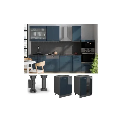Vicco Unterschrank Fame-Line Anthrazit Dunkelblau Hochglanz 60 cm ohne Arbeitsplatte