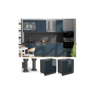 Vicco Unterschrank Fame-Line Anthrazit Dunkelblau Hochglanz 80 cm ohne Arbeitsplatte