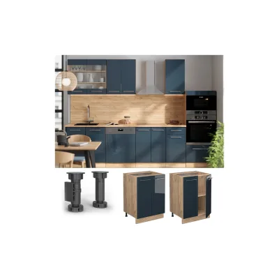 Vicco Unterschrank Fame-Line Eiche Dunkelblau Hochglanz 60 cm ohne Arbeitsplatte