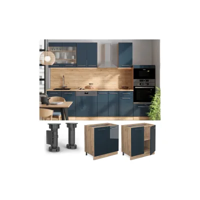 Vicco Unterschrank Fame-Line Eiche Dunkelblau Hochglanz 80 cm ohne Arbeitsplatte