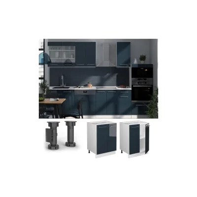 Vicco Unterschrank Fame-Line Weiß Dunkelblau Hochglanz 60 cm ohne Arbeitsplatte