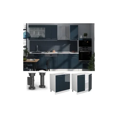 Vicco Unterschrank Fame-Line Weiß Dunkelblau Hochglanz 80 cm ohne Arbeitsplatte