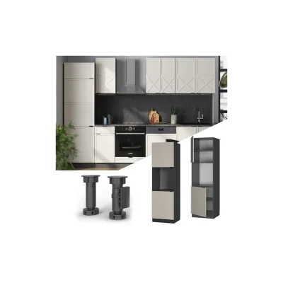 Vicco Vorratsschrank Fame-Line Anthrazit Grau-Beige gerahmt 60 cm 2 Türen