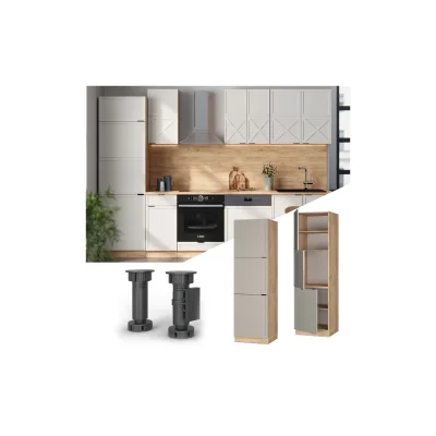 Vicco Vorratsschrank Fame-Line Eiche Grau-Beige gerahmt 60 cm 3 Türen