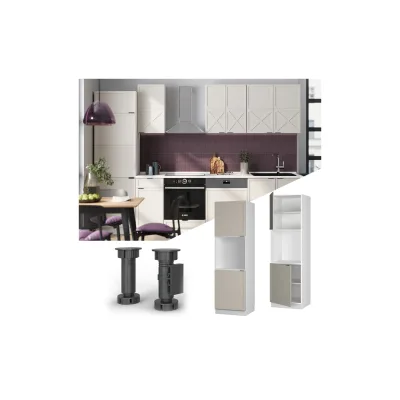 Vicco Vorratsschrank Fame-Line Weiß Grau-Beige gerahmt 60 cm 2 Türen