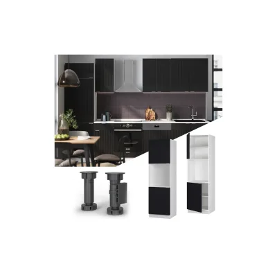 Vicco Vorratsschrank Fame-Line Weiß Schwarz gestreift 60 cm 2 Türen