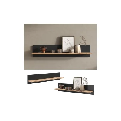 Vicco Wandregal Amber Eiche Wotan Anthrazit 100 x 20 cm Wandhalterung
